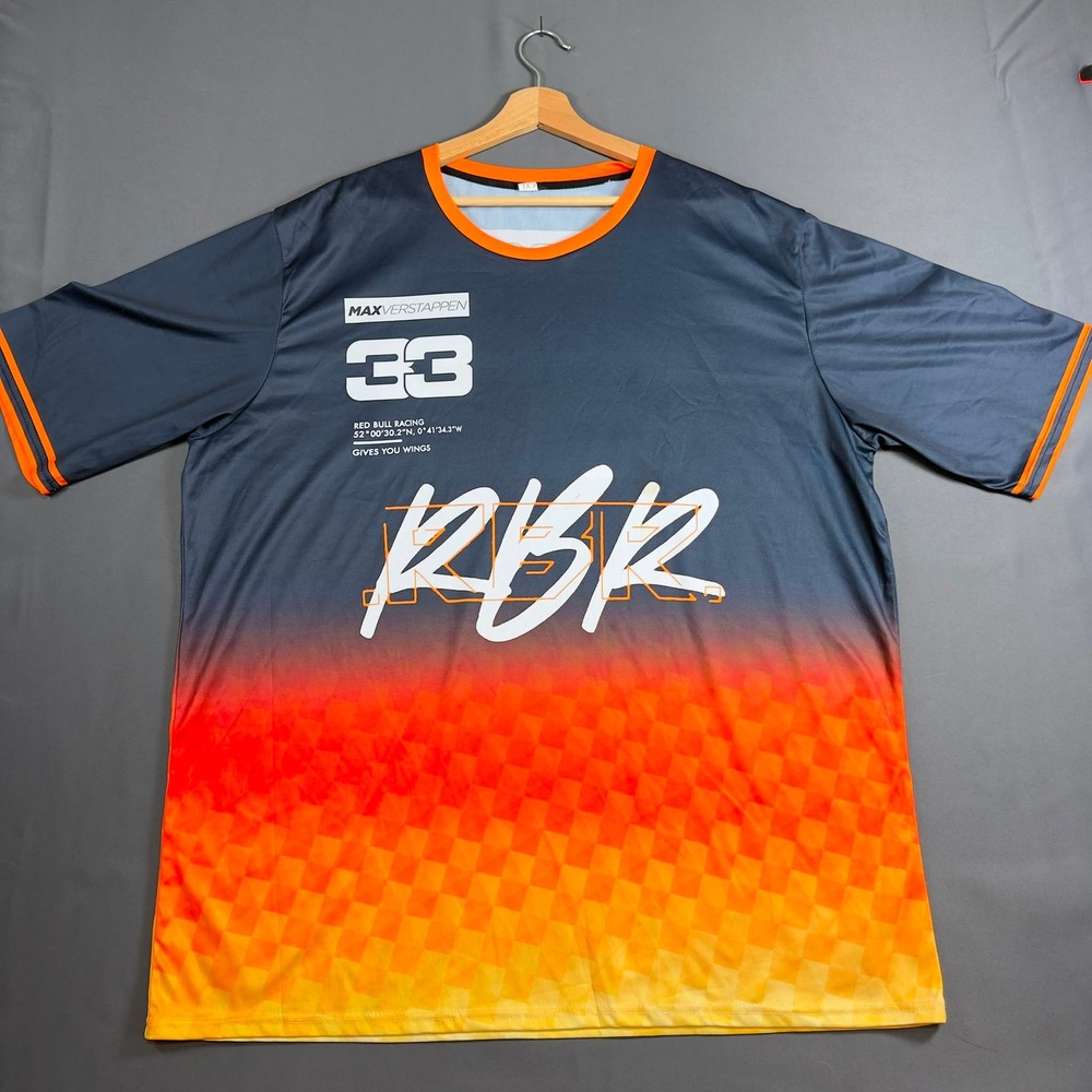 Max Verstappen Red Bull Racing RBR Graphic T-Shirt Gray Orange Men's M/L